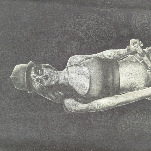 Sugar Skull Tattoo Woman with Pit Bull Short Sleeve T-Shirt Small Unisex - Picture 2 of 13